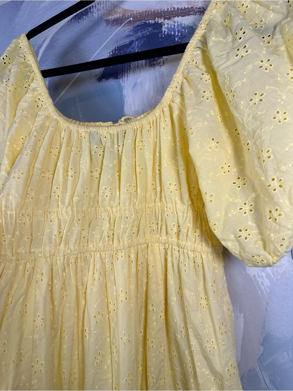 Nobody’s Child Pale Yellow Eyelet broderie anglaise Midi Dress US 2 XS Cotton - Picture 6 of 10